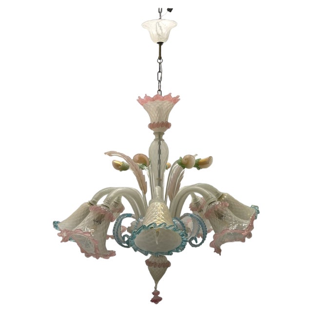 Large Venetian Murano Glass Chandelier, 1960s For Sale