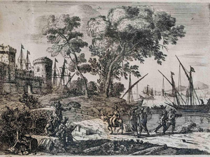 Unknown, Landscape in Masters, 17th Century, Etching, Framed