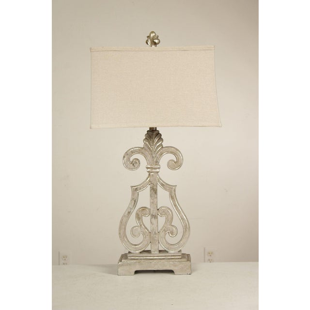 Traditional Pair of Silver Painted Table Lamps For Sale - Image 14 of 18