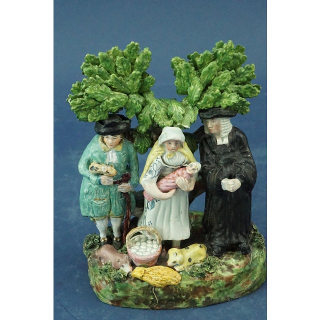 19th Century English Staffordshire Ceramic Sculpture of Peasant Family with Child attributable to John Dale, 1800s For Sale - Image 9 of 18