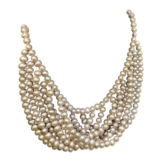 Fresh Water Multilayer Pearl Necklace Timeless Elegance Silver Clasp 18" Long For Sale - Image 15 of 18