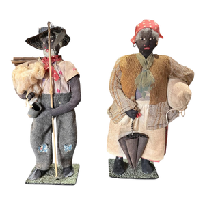 1930s–1940s Southern Folk Art African American Occupational Cloth Dolls — Pair