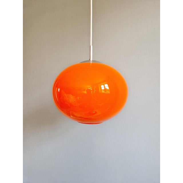 Large Space Age Pendant Light in Orange Opaline, 1970s For Sale - Image 12 of 12