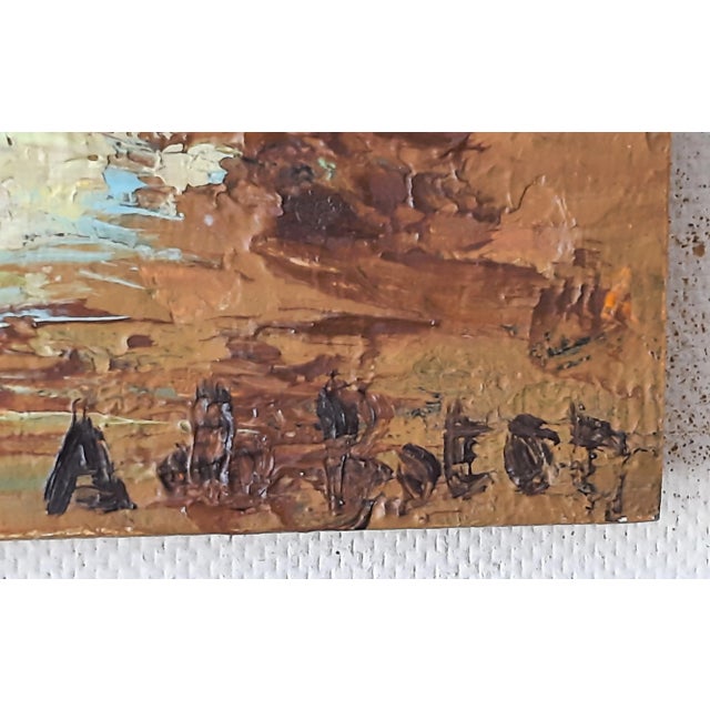 Mid Century Abstract Cityscape Signed Painting For Sale - Image 10 of 11