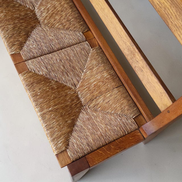 1940s Dutch Oak Hall Bench With Handwoven Rush Seat, Pair Available For Sale In New York - Image 6 of 7