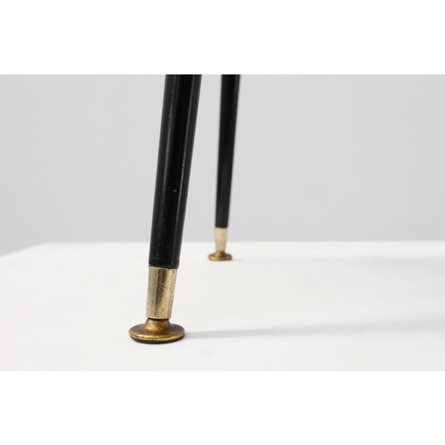 Mid-Century Modern Mid‑Century Tripod Side Table with Black Tapered Legs and Brass Feet, Italy, 1950s For Sale - Image 3 of 11