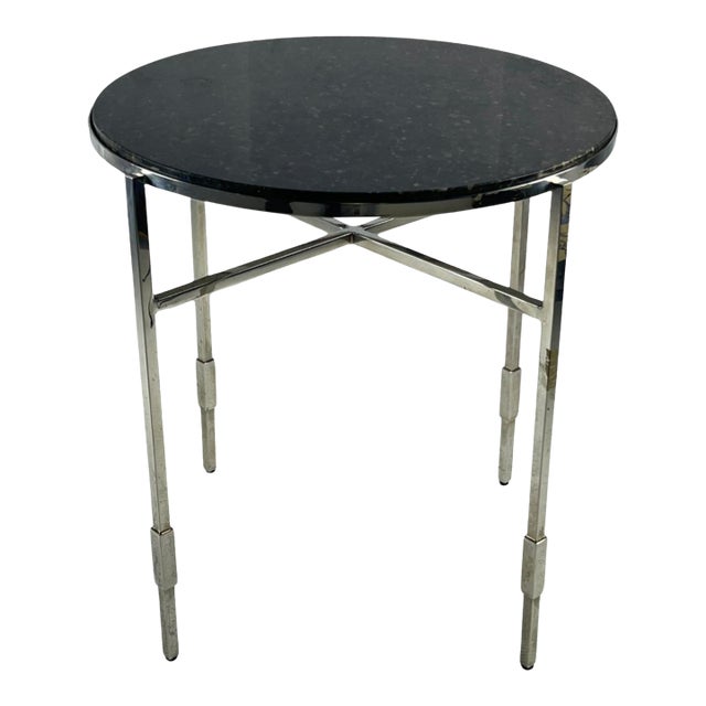 1960s American Modern Granite & Polished Chrome End/Side Table After Michael Graves For Sale