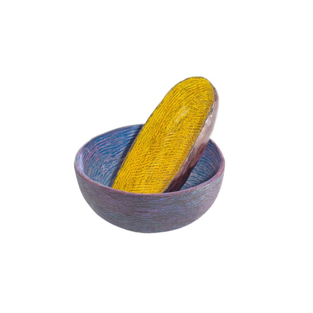 A 2004 ceramic sculpture by the American artist Valerie Eickmeier. This sculpture is made of two vessels: a blue and...