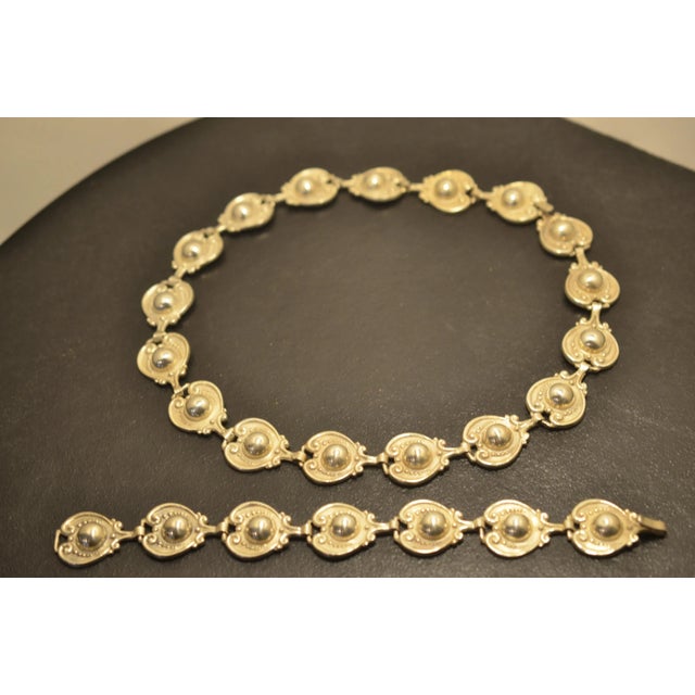 Metal 925 Silver Necklace and Bracelet by Margot de Taxco, 1940s, Set of 2 For Sale - Image 7 of 7