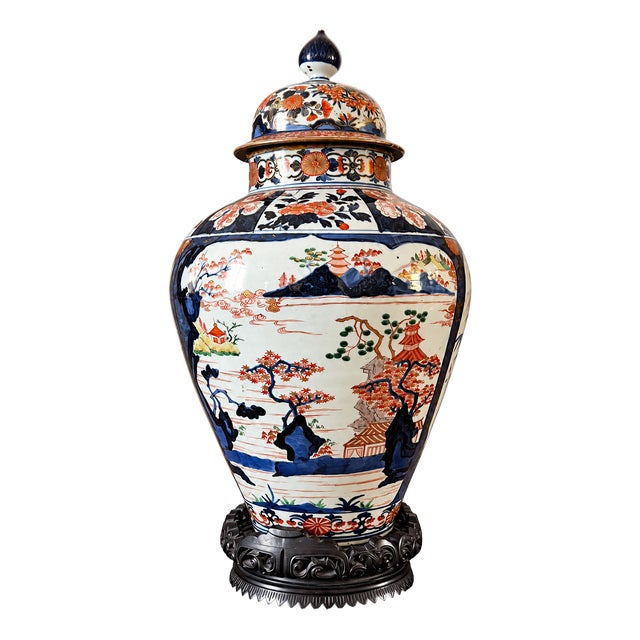 18th Century Japanese Covered Potiche in Arita Porcelain with Imari Decoration, , 1690 For Sale