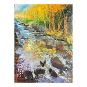 Stones Under Rushing Water, Original Oil by Julia Lawing
