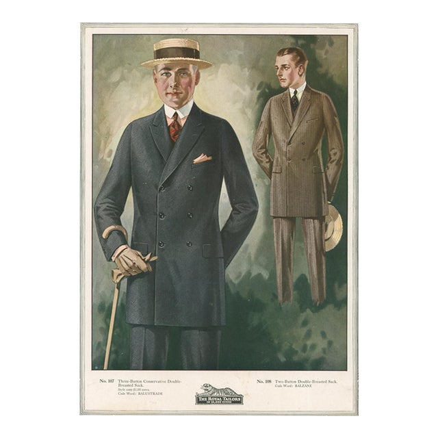 The Royal Tailors – Double-Breasted Sack Suits – Vintage Men’s Fashion Plate For Sale