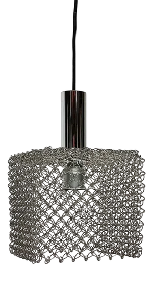 Mid-Century Modern German Space Age Mesh Cube Pendant Lamp, 1960s