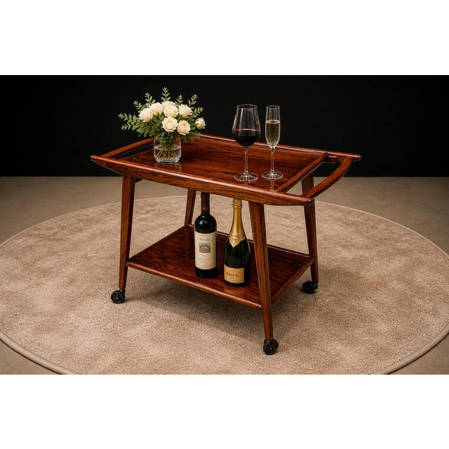 Geraldo De Barros for Unilabor Bar Cart in Rosewood, Brazil, 1960s For Sale - Image 10 of 18