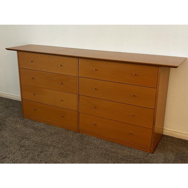 Mid-Century Modern Scandinavian Beech Dresser & Pair of Nightstands, 3 Pieces For Sale In Los Angeles - Image 6 of 13