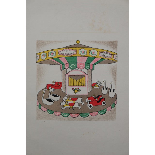 Lucien BOUCHER (1889-1971) Fairground Shops: The Cherubs' Carousel Original color lithograph On Arches wove paper, 18 x 22...