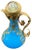 Napoleon French Opaline Blue Glass Ewer Bronze Mounted with Miniature on Lid For Sale