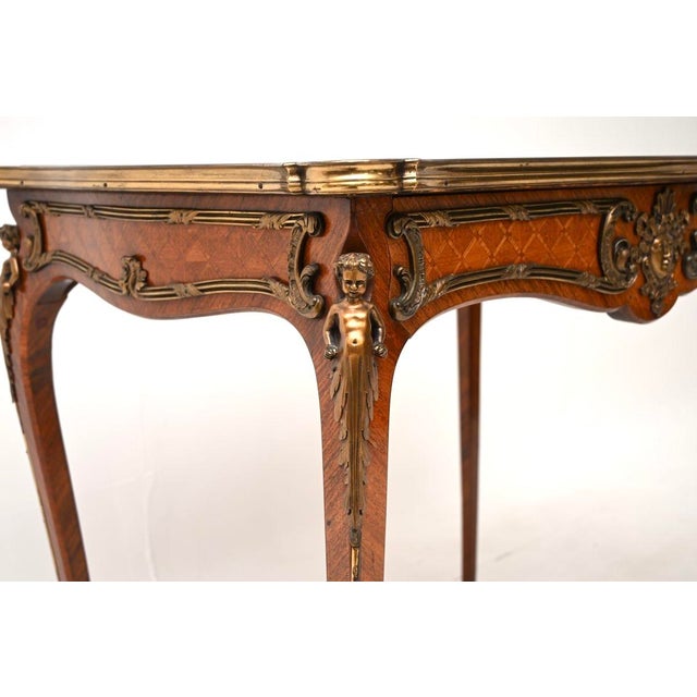 Antique French Inlaid Bureau Plat Desk, 1890 For Sale - Image 9 of 11