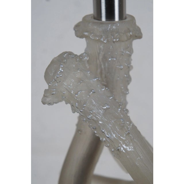 Vintage Faux Antler Lucite & Resin Table Lamp & Shade For Sale - Image 6 of 10