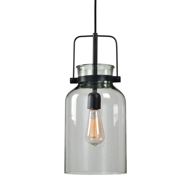 Soft Industrial Simplicity And Farmhouse Charm Give This Mini Pendant A Clean Look. Featuring Clear Glass In A Milk Bottle...