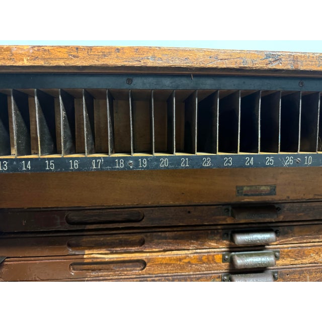 Antique Hamilton Printer’s Flat File Cabinet With 17 Drawers For Sale - Image 12 of 12
