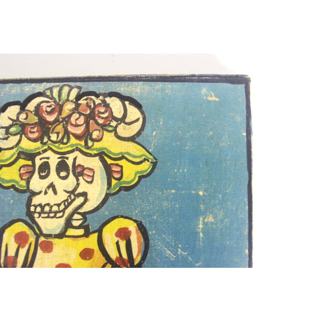 Vintage Mexican Day of the Dead Folk Art Painting For Sale - Image 6 of 11