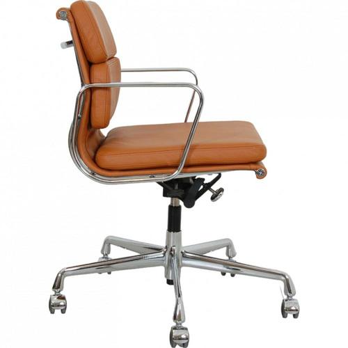 Charles Eames officechair model EA-217 upholstered in cognac bizon leather, and with a chrome base and armrests. The chair...