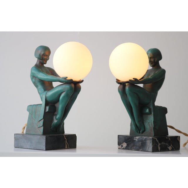 Délassement Table Lamps by Max Le Verrier, 1930, France, Set of 2 For Sale - Image 9 of 14