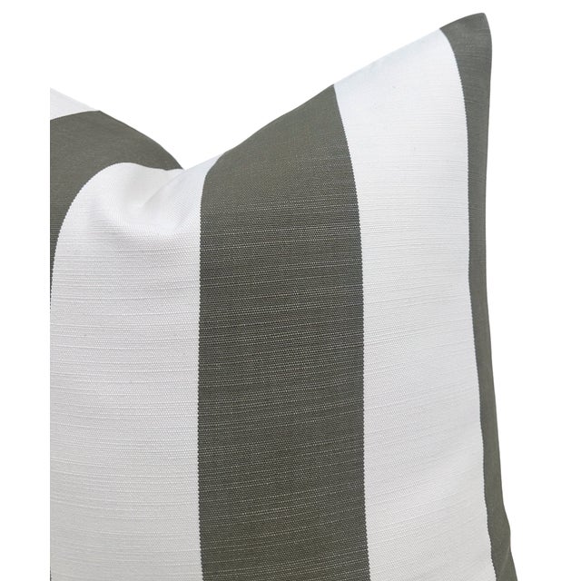 Traditional Perennials Go to Stripe Pillow Cover in Olive, 20x20 Pillow For Sale - Image 3 of 3