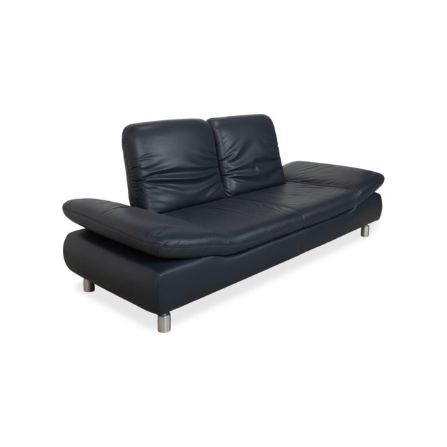 Blue Leather Rivoli Two-Seater Sofa with Manual Function from Koinor For Sale - Image 5 of 18