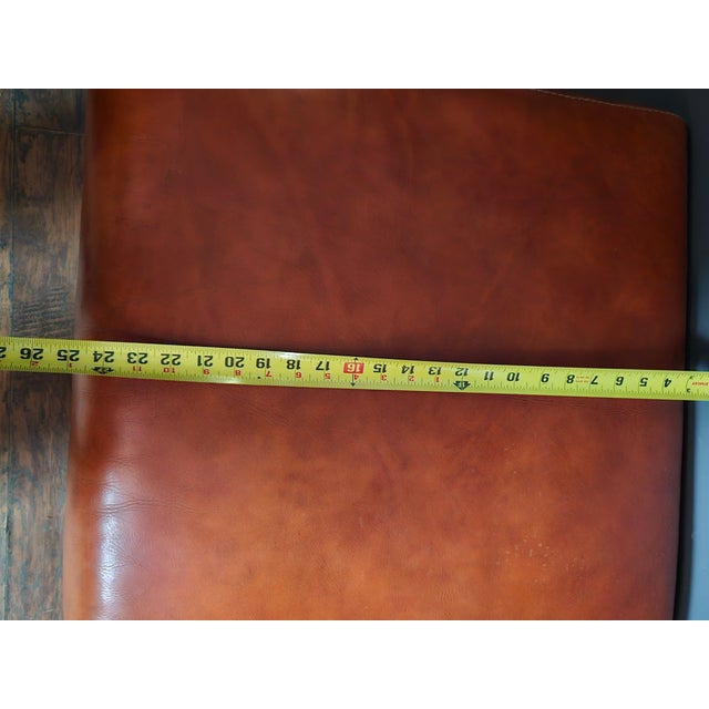 1980s Vintage French Cognac Leather Cushion Ottoman by Roche Bobois For Sale In Los Angeles - Image 6 of 8