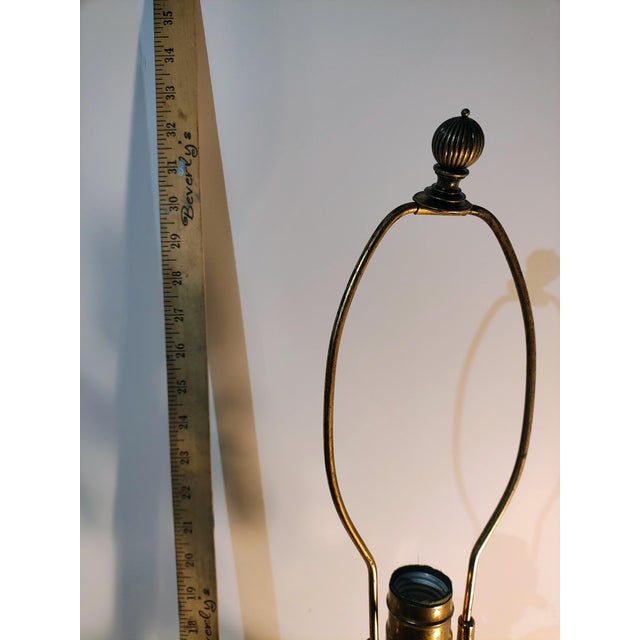 Hollywood Regency Vintage Hollywood Regency Glass and Brass Lamp Crystal Table Lighting For Sale - Image 3 of 10