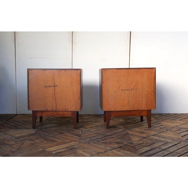 Brown Mid-Century Modern Three Drawers Nightstands by American of Martinsville, c.1960’s For Sale - Image 8 of 18