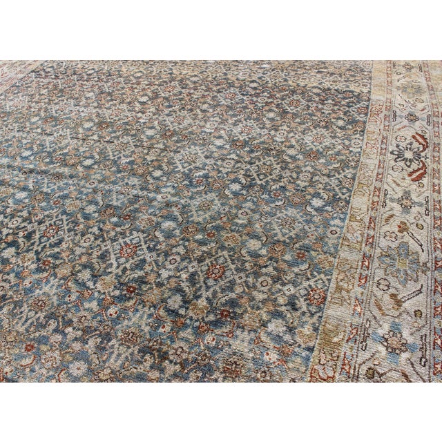 Early 20th Century Persian Antique Malayer Rug With Exquisite Design in Blue, Gray, Teal & Ivory 8'7 X 11'0 For Sale - Image 5 of 9