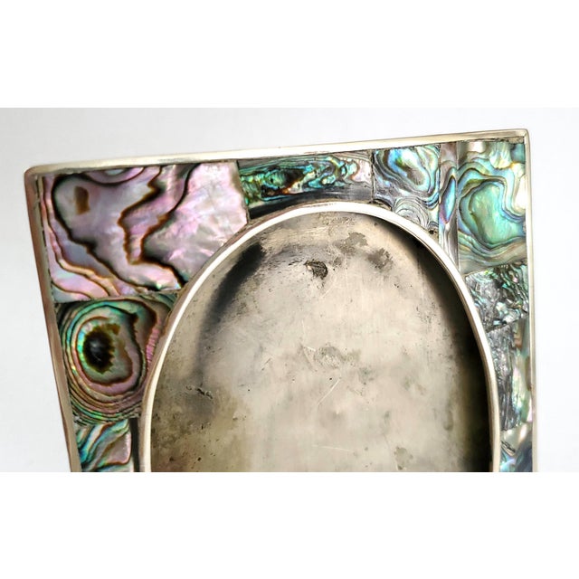 Silver Abalone Shell Photo Picture Frame 1950s For Sale - Image 10 of 13