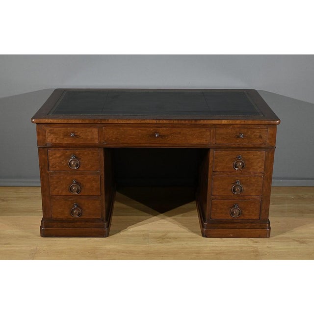 Speckled Mahogany Pedestal Desk For Sale - Image 3 of 18