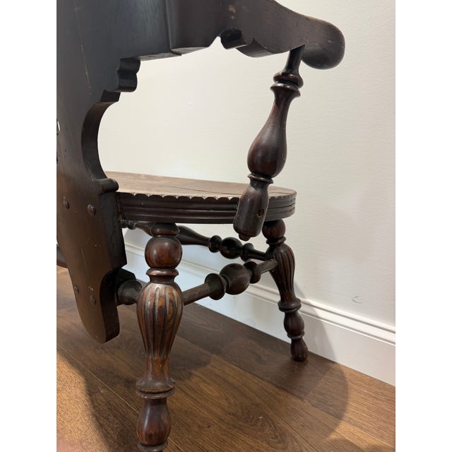 Antique German Black Forest Carved Tiger Oak Drunken Monk Tavern Bench For Sale - Image 9 of 16