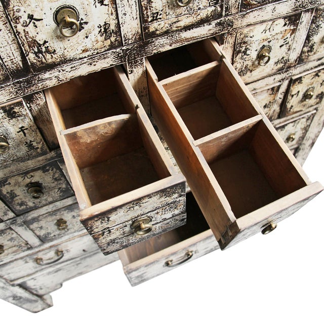 Antique White Painted Chinese Apothecary Cabinet For Sale - Image 4 of 7