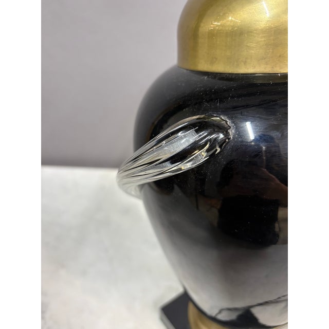 1980s Fredrick Cooper Black & Gold Glass Table Lamp For Sale In New York - Image 6 of 9
