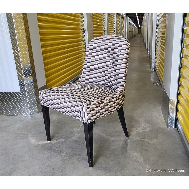 Black Set 10 Contemporary Mid Century Style Custom Made Dining Chairs W/ Zak & Fox Obi Pattern Material For Sale - Image 8 of 14