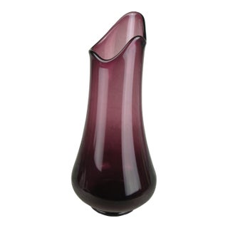 l.e. Smith Purple Amethyst Smoothie Swung Glass Vase 14-3/4 Inch For Sale