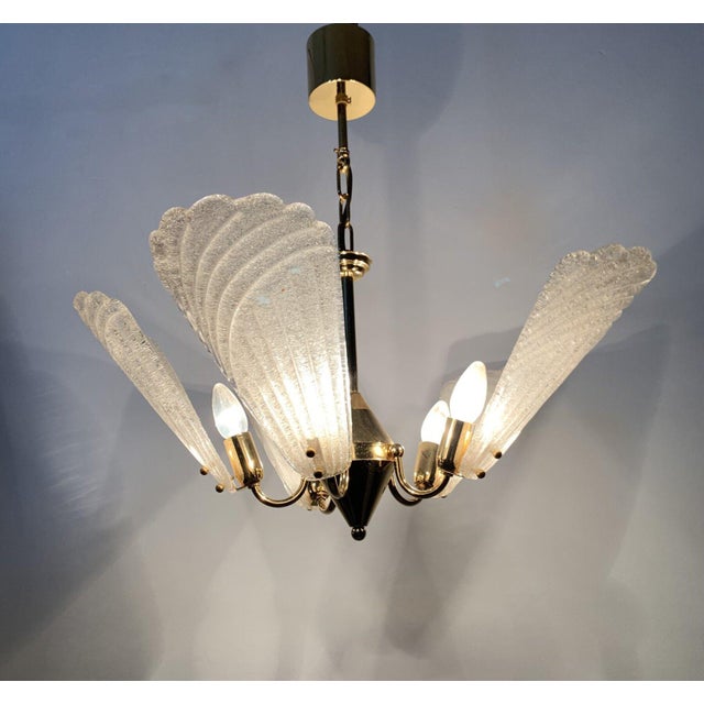Metal Hollywood Regency Italian Murano Glass Chandelier, 1970s For Sale - Image 7 of 18