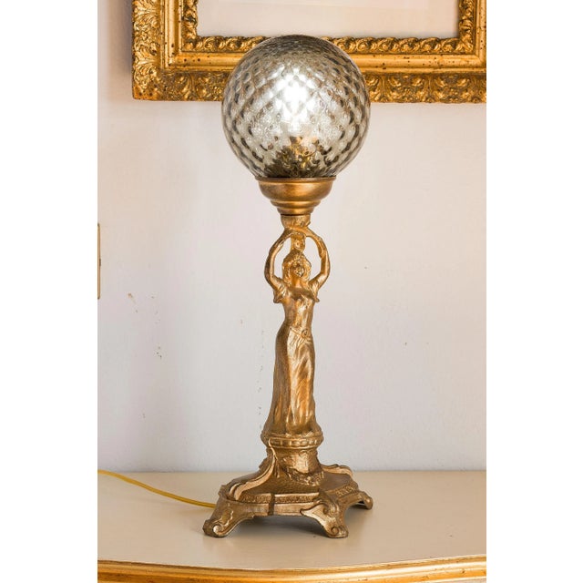 Antique Art Nouveau Liberty Table Lamp With Crystal Sphere, 1900s For Sale - Image 12 of 12