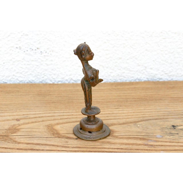Indian 19th Century Ritual Bronze Miniature Apsara For Sale - Image 3 of 7