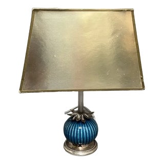 Art Deco Silver and Ceramic Table Lamp For Sale