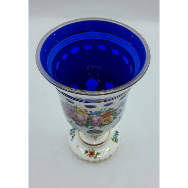 Blue Bohemian Glass Overlay Vase For Sale - Image 8 of 12