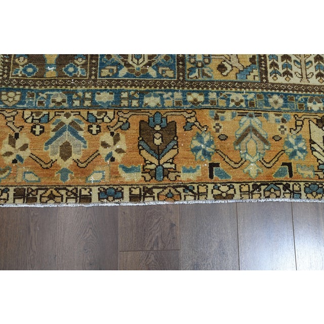 1970s Vintage Persian Handmade Wool Cotton Blue Area Rug For Sale - Image 9 of 11