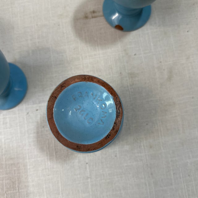 Blue 1970s Collection of Blue Frankoma Lazy Bones Ceramic Cups- Set of 4 For Sale - Image 8 of 8
