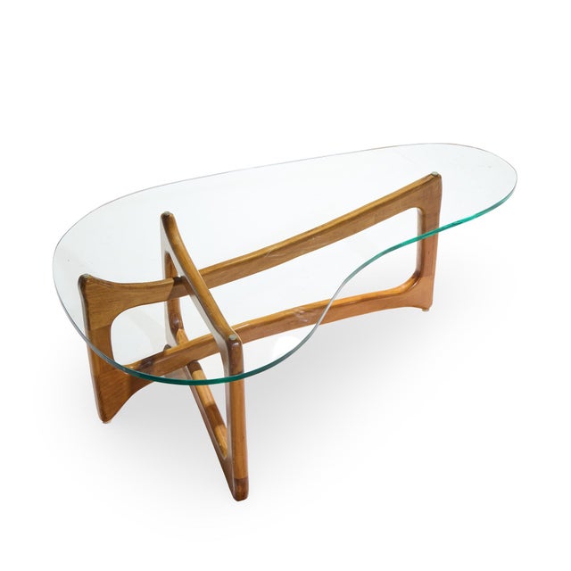 Adrian Pearsall for Craft Associates Mid Century Walnut and Glass Coffee Table For Sale - Image 9 of 9