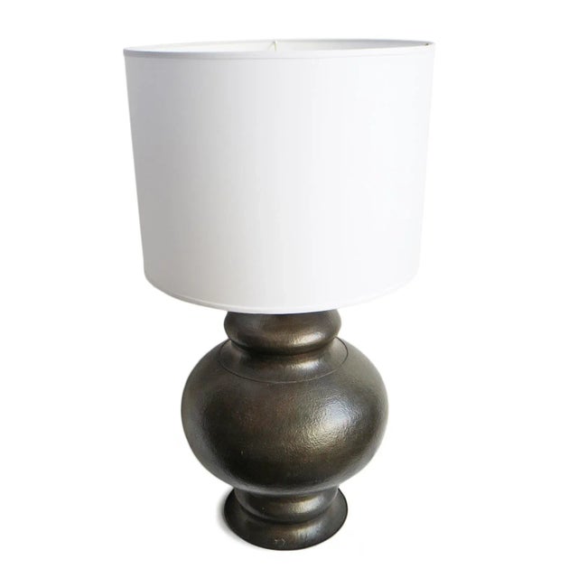 Moroccan Large Vintage Hammered Bronze Table Lamp For Sale - Image 3 of 7
